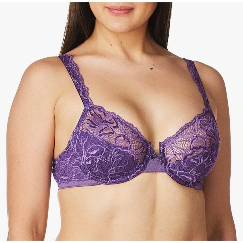 Bali Women Purple Lace Bra with Underwire Size 34D NWT
